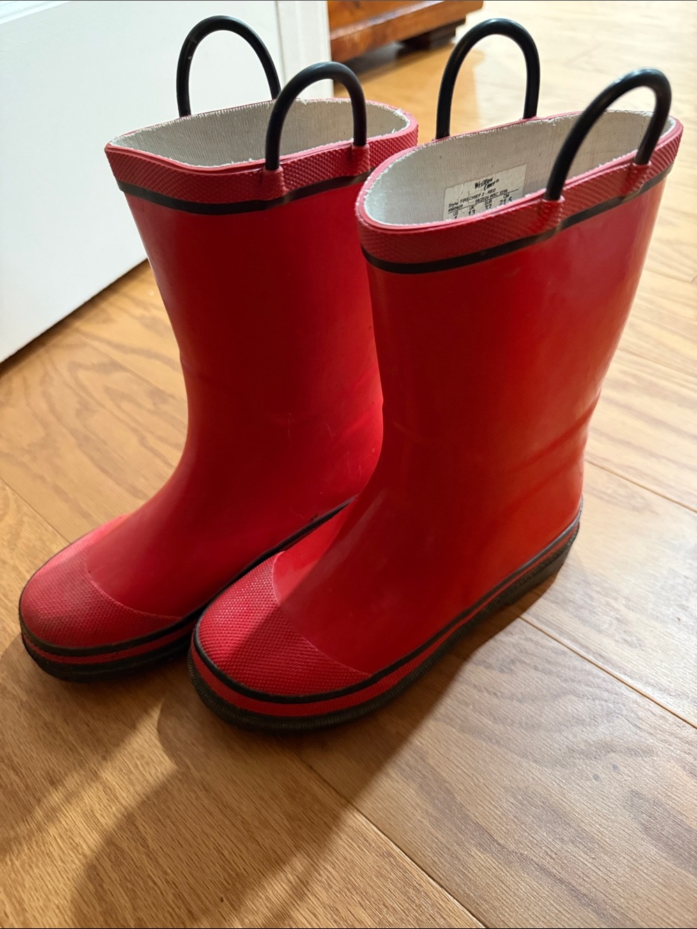 Western Chief Kids Red Rain Boots with Easy Pull Handles